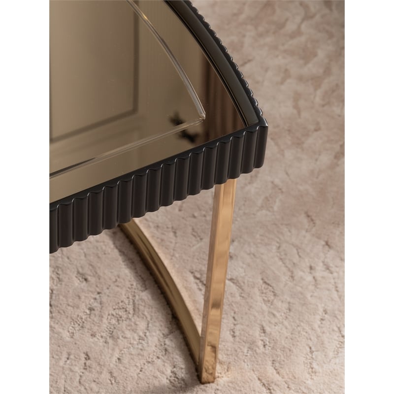 MICHAEL AMINI Lisbon Engineered Wood Cocktail Table in Silken Matte Black