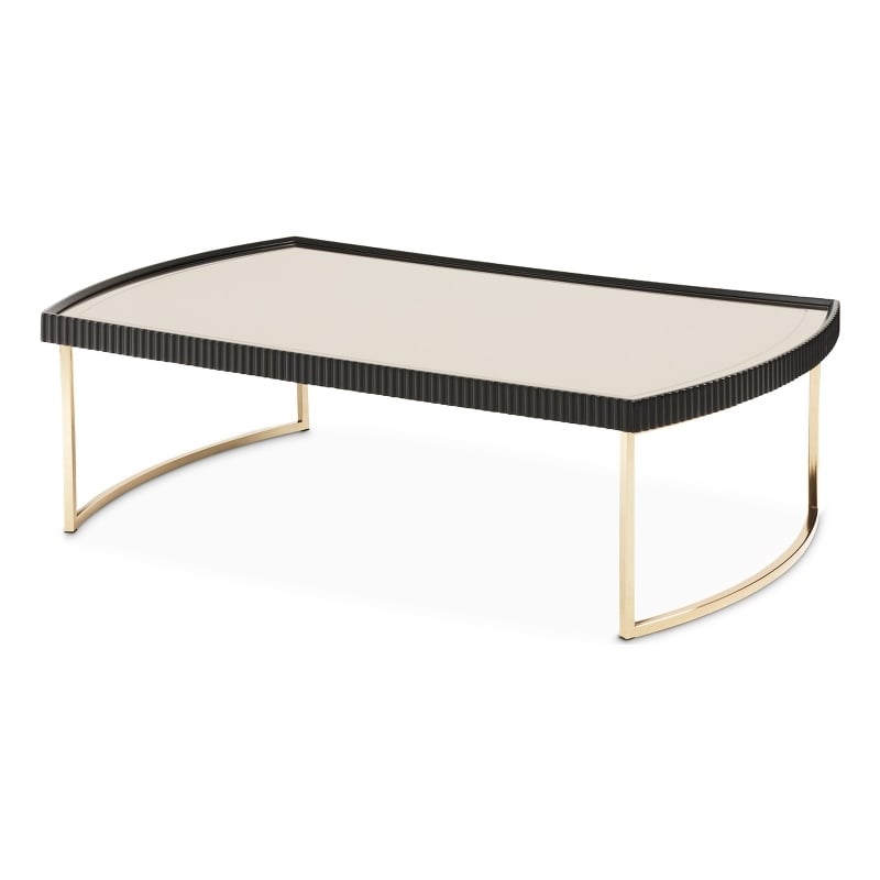 MICHAEL AMINI Lisbon Engineered Wood Cocktail Table in Silken Matte Black