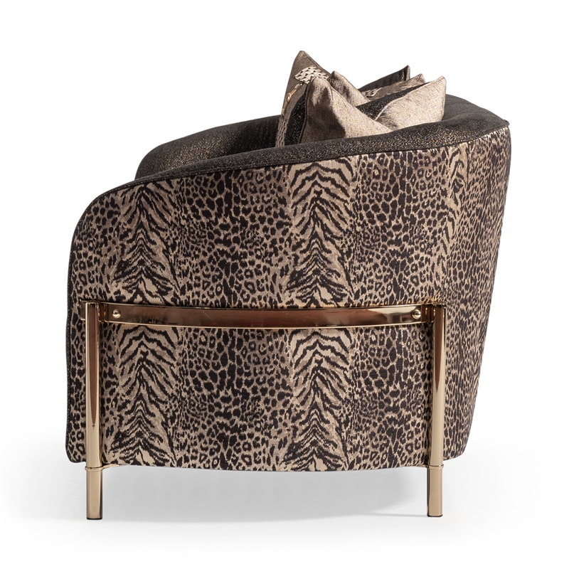 MICHAEL AMINI Lisbon Upholstered Chenille & Metal Sofa in Onyx and Gold