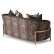 MICHAEL AMINI Lisbon Upholstered Chenille & Metal Loveseat in Onyx and Gold