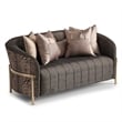 MICHAEL AMINI Lisbon Upholstered Chenille & Metal Loveseat in Onyx and Gold