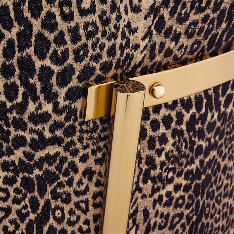 MICHAEL AMINI Lisbon Upholstered Chenille & Metal Loveseat in Onyx and Gold