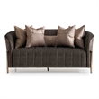 MICHAEL AMINI Lisbon Upholstered Chenille & Metal Loveseat in Onyx and Gold
