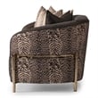 MICHAEL AMINI Lisbon Upholstered Chenille & Metal Loveseat in Onyx and Gold