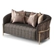 MICHAEL AMINI Lisbon Upholstered Chenille & Metal Loveseat in Onyx and Gold