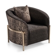 MICHAEL AMINI Lisbon Upholstered Chenille & Metal Accent Chair in Onyx and Gold