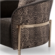 MICHAEL AMINI Lisbon Upholstered Chenille & Metal Accent Chair in Onyx and Gold
