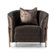MICHAEL AMINI Lisbon Upholstered Chenille & Metal Accent Chair in Onyx and Gold