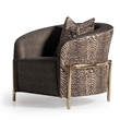 MICHAEL AMINI Lisbon Upholstered Chenille & Metal Accent Chair in Onyx and Gold