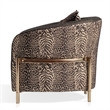 MICHAEL AMINI Lisbon Upholstered Chenille & Metal Accent Chair in Onyx and Gold