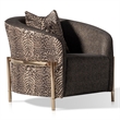 MICHAEL AMINI Lisbon Upholstered Chenille & Metal Accent Chair in Onyx and Gold