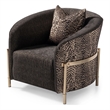 MICHAEL AMINI Lisbon Upholstered Chenille & Metal Accent Chair in Onyx and Gold