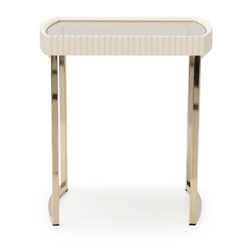 Michael Amini Lisbon Side Table - Silken Matte Cream
