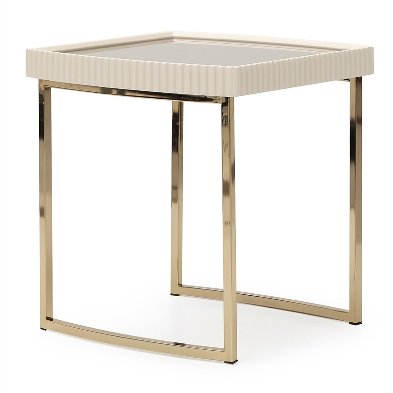 Michael Amini Lisbon Side Table - Silken Matte Cream
