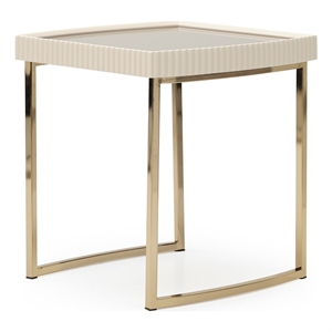 Michael Amini Lisbon Side Table - Silken Matte Cream