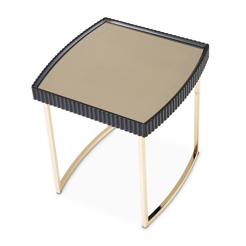 Michael Amini Lisbon Side Table - Silken Matte Black