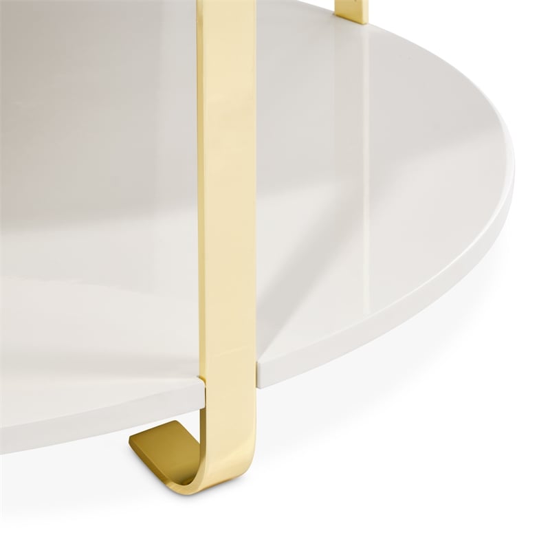 Michael Amini Ariana Faux-Marble Cocktail Table - White/Gold