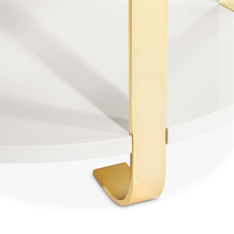 Michael Amini Ariana Faux-Marble End Table - White/Gold