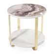 Michael Amini Ariana Faux-Marble End Table - White/Gold