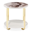 Michael Amini Ariana Faux-Marble End Table - White/Gold