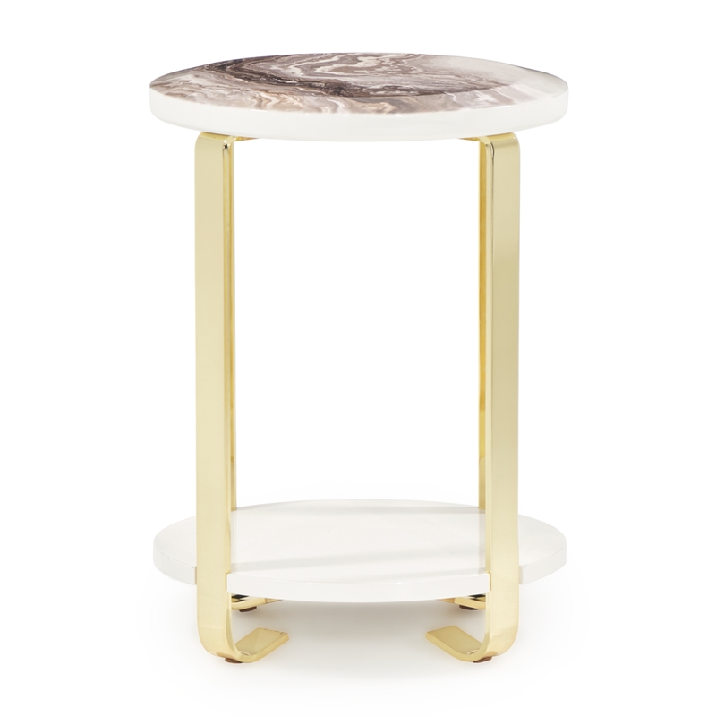 Michael Amini Ariana Chairside Table - Gold