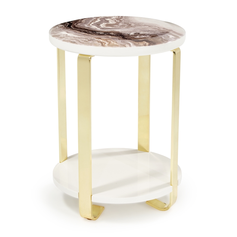 Michael Amini Ariana Chairside Table - Gold