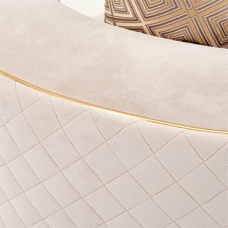 Ariana Velvet Loveseat in Beige and Gold