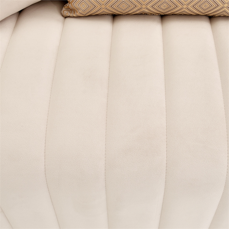 Ariana Velvet Loveseat in Beige and Gold