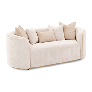 Ariana Velvet Loveseat in Beige and Gold