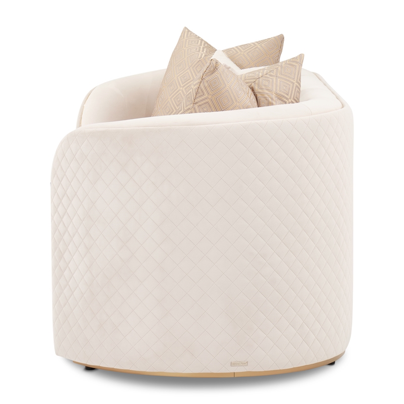 Ariana Velvet Loveseat in Beige and Gold