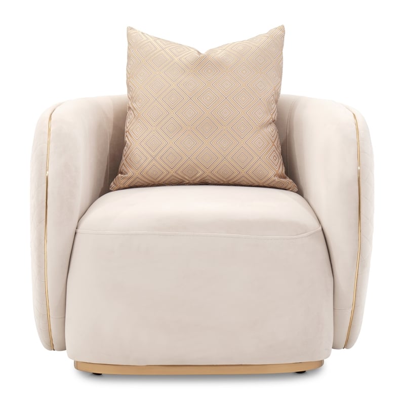 Michael Amini Ariana Velvet Accent Chair - Beige/Gold