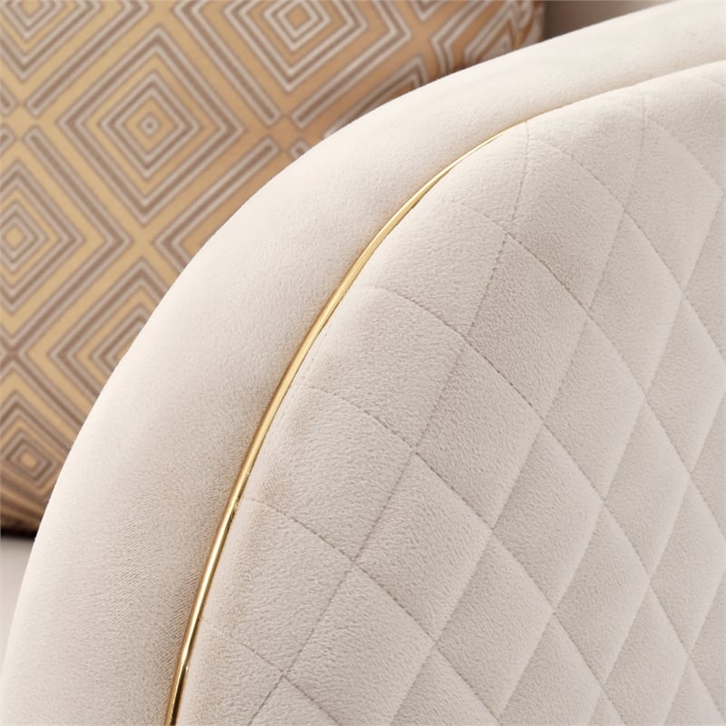 Michael Amini Ariana Velvet Accent Chair - Beige/Gold