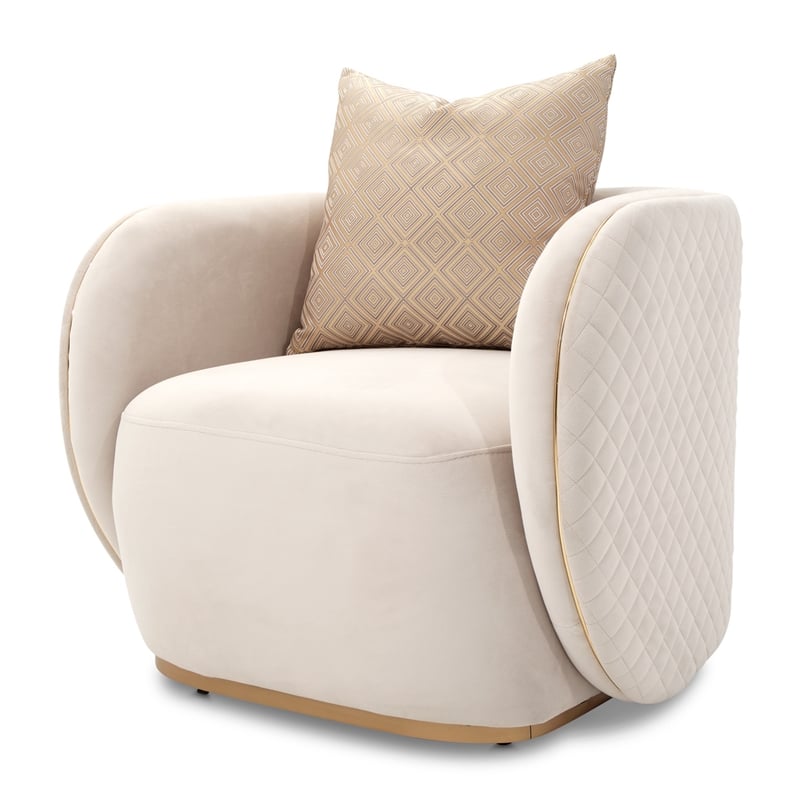 Michael Amini Ariana Velvet Accent Chair - Beige/Gold