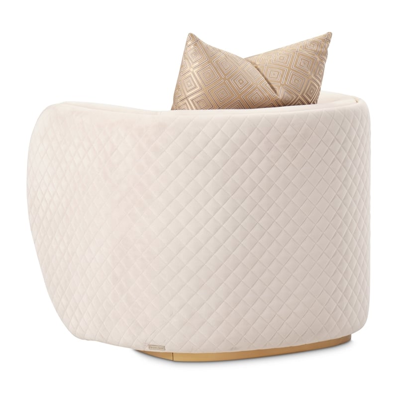 Michael Amini Ariana Velvet Accent Chair - Beige/Gold