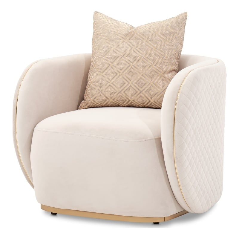 Michael Amini Ariana Velvet Accent Chair - Beige/Gold