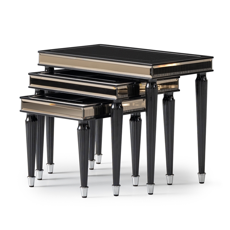 Michael Amini La Francaise Nesting Tables - Set of 3 - Black Ice