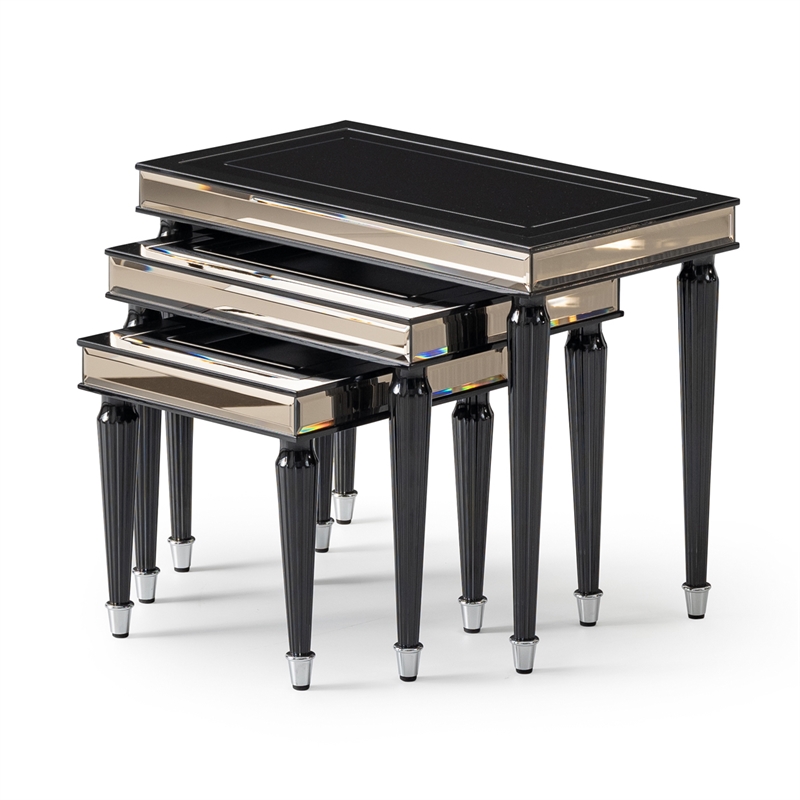 Michael Amini La Francaise Nesting Tables - Set of 3 - Black Ice
