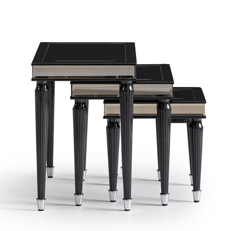 Michael Amini La Francaise Nesting Tables - Set of 3 - Black Ice