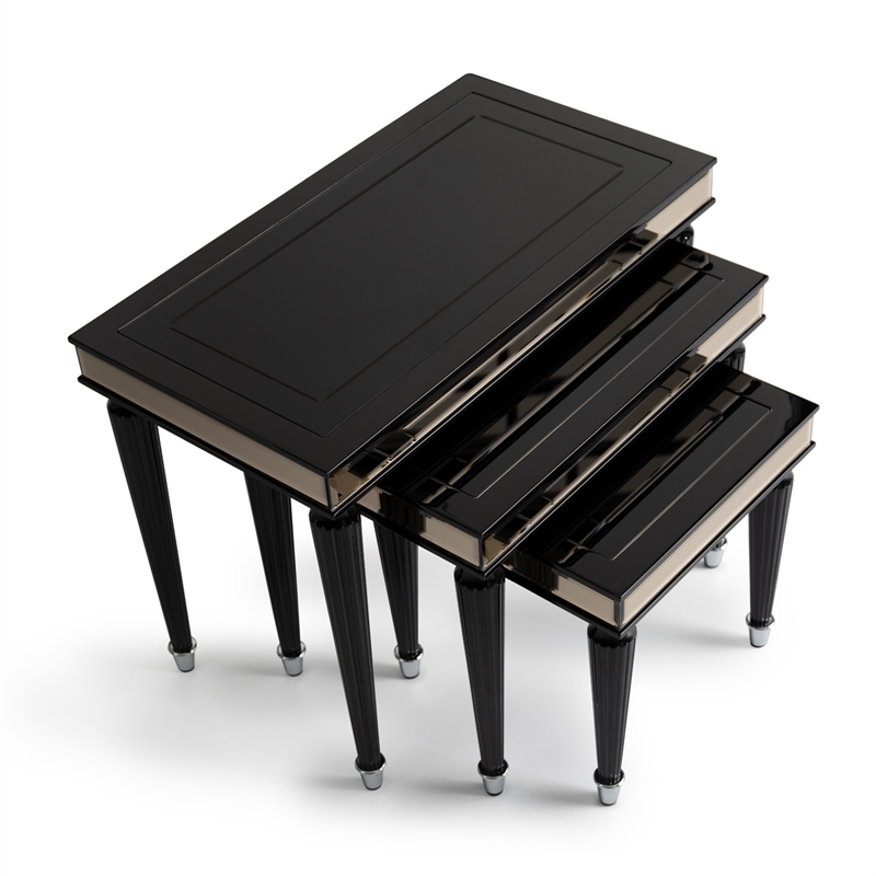 Michael Amini La Francaise Nesting Tables - Set of 3 - Black Ice