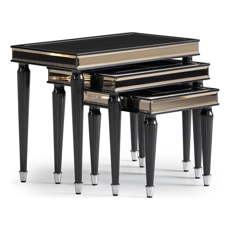 Michael Amini La Francaise Nesting Tables - Set of 3 - Black Ice