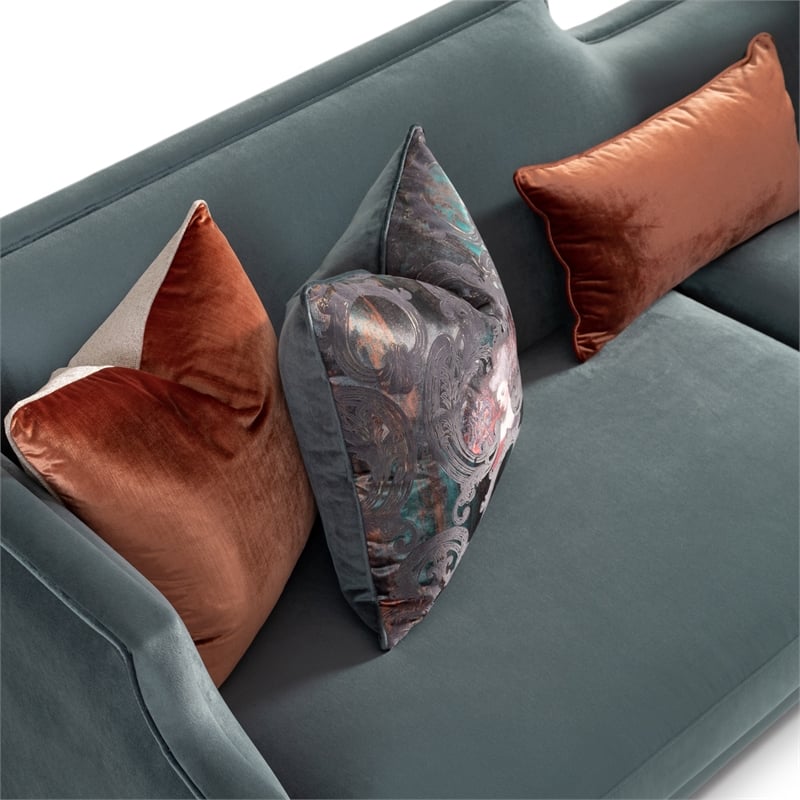 Michael Amini La Francaise Velvet Mansion Sofa - Azure/Black