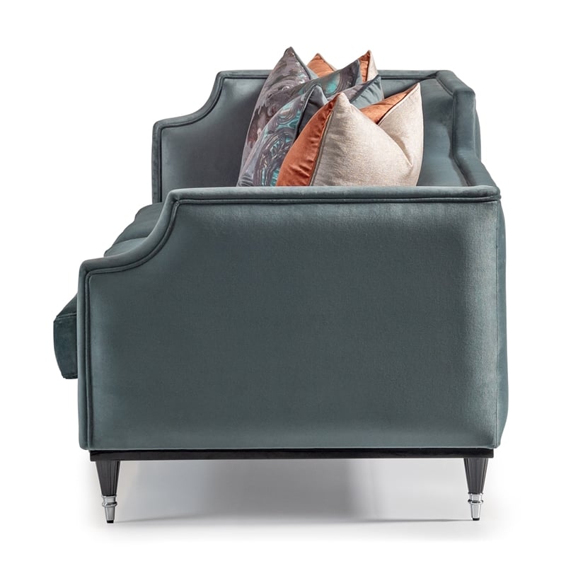 Michael Amini La Francaise Velvet Mansion Sofa - Azure/Black