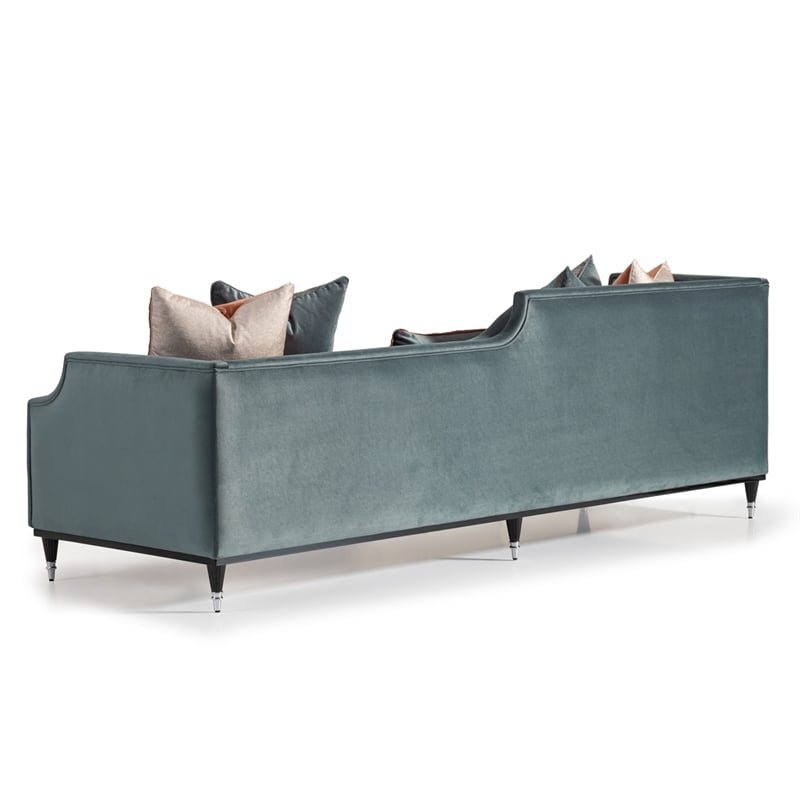 Michael Amini La Francaise Velvet Mansion Sofa - Azure/Black