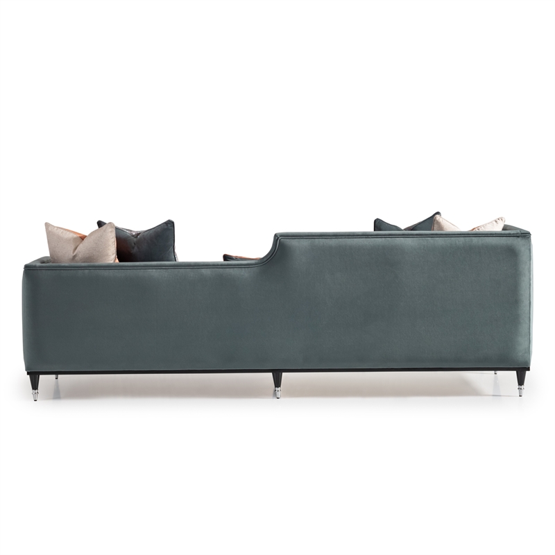 Michael Amini La Francaise Velvet Mansion Sofa - Azure/Black