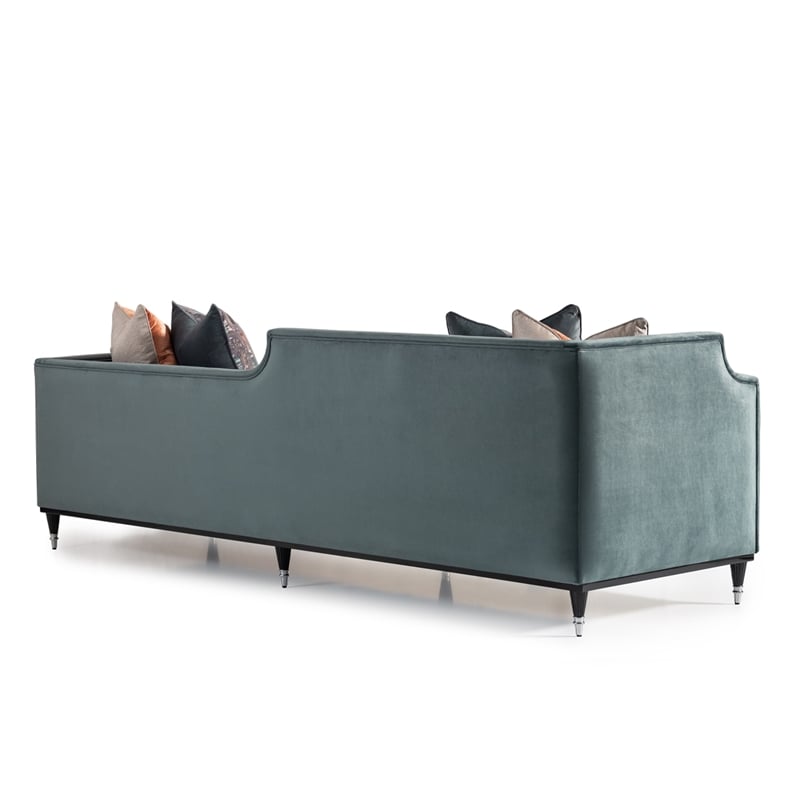 Michael Amini La Francaise Velvet Mansion Sofa - Azure/Black