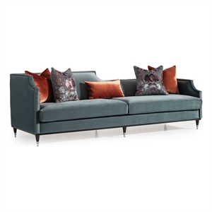 Michael Amini La Francaise Velvet Mansion Sofa - Azure/Black