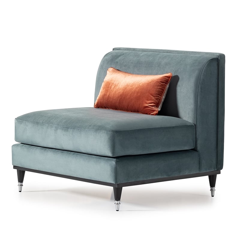 Michael Amini La Francaise Armless Velvet Accent Chair - Azure/Black