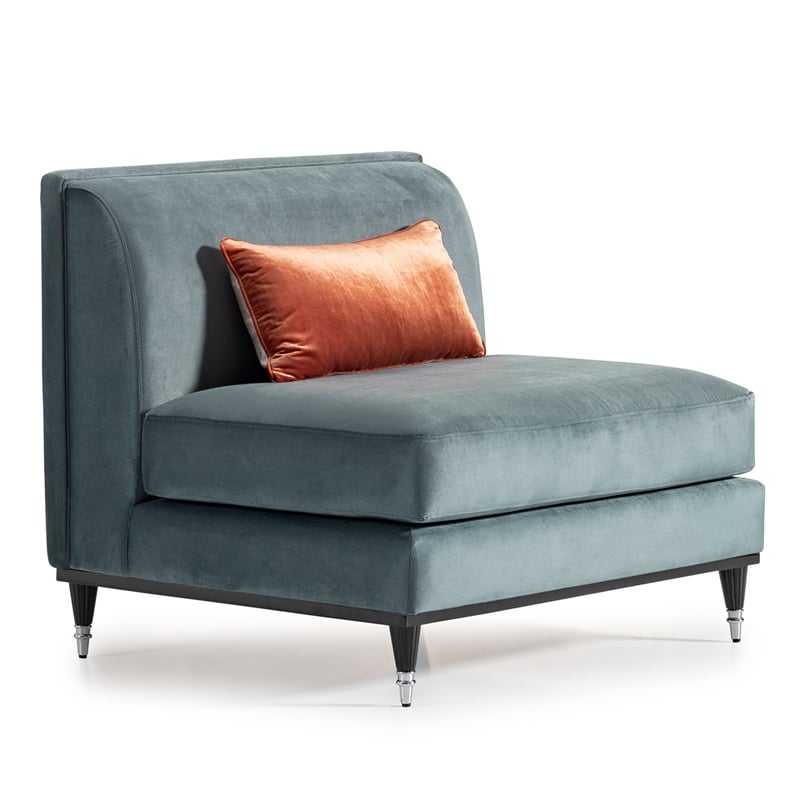 Michael Amini La Francaise Armless Velvet Accent Chair - Azure/Black