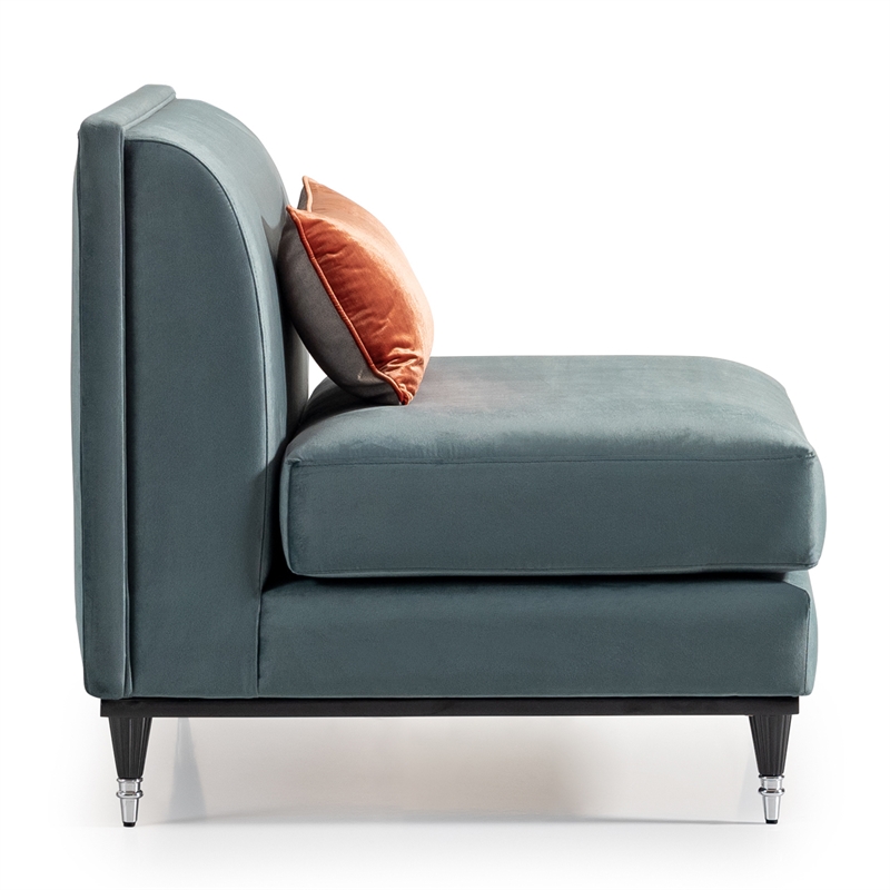 Michael Amini La Francaise Armless Velvet Accent Chair - Azure/Black