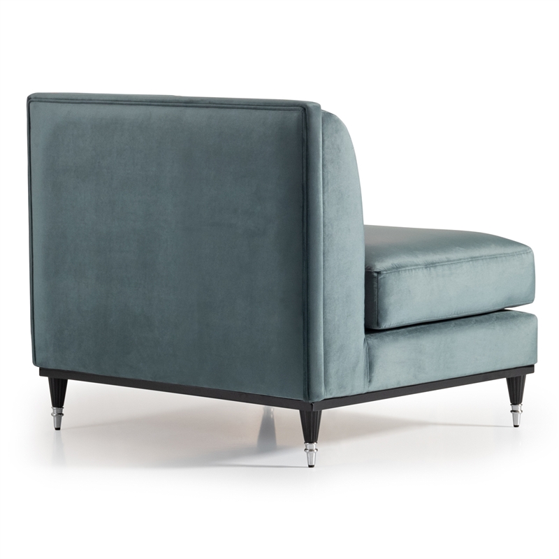 Michael Amini La Francaise Armless Velvet Accent Chair - Azure/Black